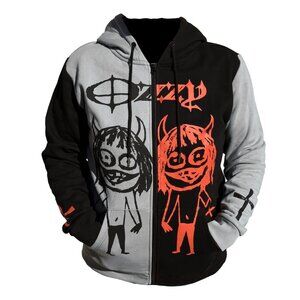 Ozzy Osbourne 90s Devil Doodle Exclusive Cut & Sew Hoodie ~ Full-Zip ~Brand New!